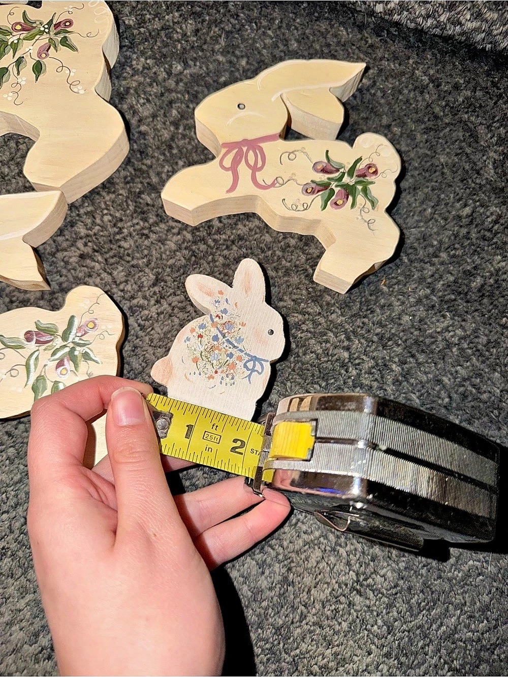 Painted Wooden Rabbit Holiday Decor Set - Picture 5 of 6
